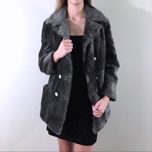 70s Vintage Silver Gray Faux Fur Coat by Sears
